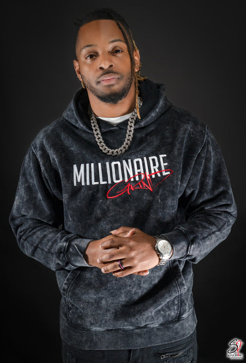 Millionaire Grind - Heavyweight Embroidered Acid Wash Stacked Jogger Set