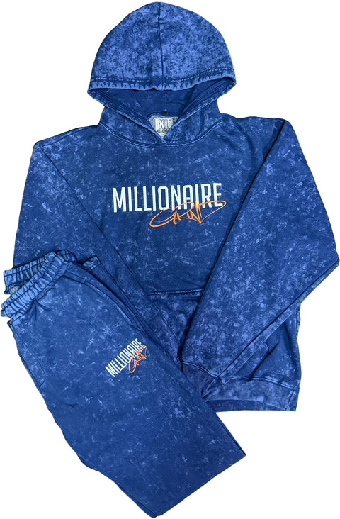 Millionaire Grind - Heavyweight Embroidered Acid Wash Stacked Jogger Set