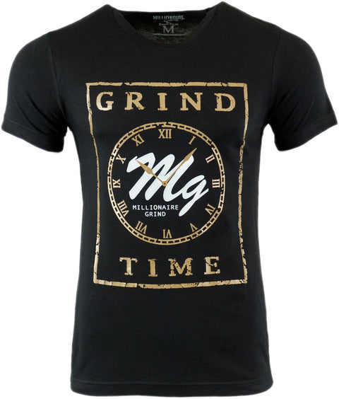 Grind Time Tee - (Black / White / Gold)